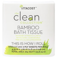 Vitacost - The Clean Collection Toilet Paper Bamboo 2-Ply 400 Sheet Roll
