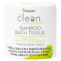 Vitacost - The Clean Collection Toilet Paper Bamboo 2-Ply 500 Sheet Roll