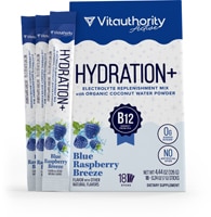 Vitauthority Hydration+ with Electrolytes and Organic Coconut Water Powder and B12 Blue Raspberry Breeze
