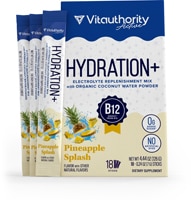 Vitauthority Hydration+ with Electrolytes and Organic Coconut Water Powder and B12 Pineapple Splash