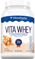 Vitauthority Whey Protein Powder Drink Mix With Probiotics & Enzymes Salted Caramel