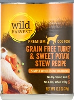 Wild Harvest Grain Free Turkey & Sweet Potato Stew Recipe Wet Dog Food Turkey Stew