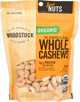 Woodstock Non-GMO Organic Kosher Dry Roasted and Salted Whole Cashews