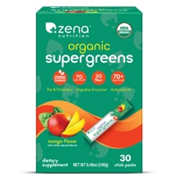 Zena Organic Supergreens Powder Stick Packs Mango