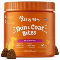 Zesty Paws Skin & Coat Fish Oil & Omega-3 Supplement for Dogs Bacon