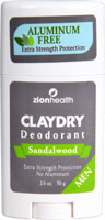 Zion Health Mens Clay Dry Deodorant Aluminum Free Bold Sandalwood