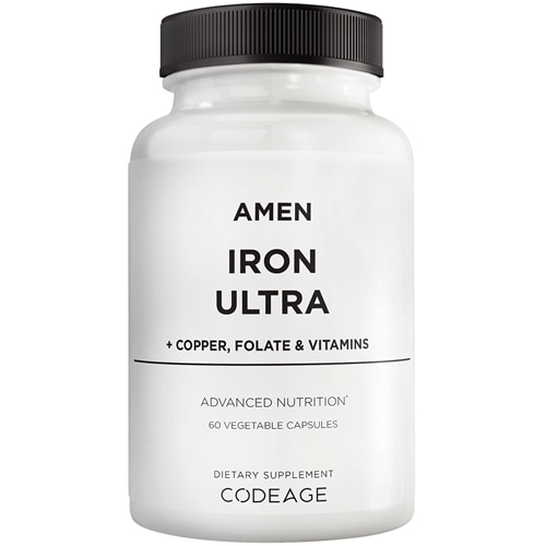 AMEN Iron Ultra Supplement + Copper Folate Vitamin C & B12 Ferrous Sulfate