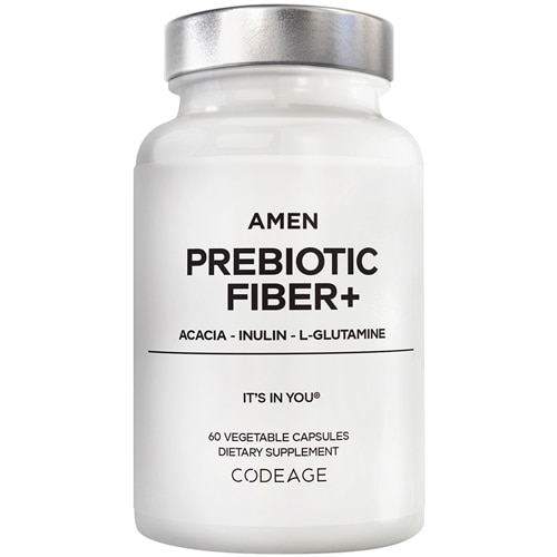 AMEN Prebiotic Fiber+ Organic Acacia Fiber & Chicory - Inulin - L-Glutamine - Vegan - Non-GMO
