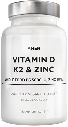 AMEN Vitamin D K2 & Zinc - D3 with K2 MK7 & Chelated Zinc Supplement