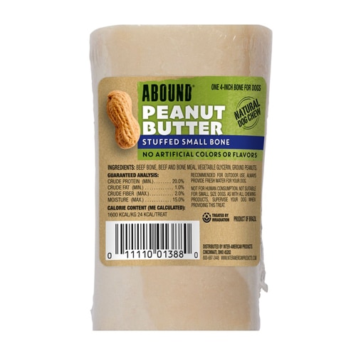 Abound Stuffed Small Dog Bone Peanut Butter Filled 4 inch