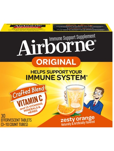 Airborne Immune Support Vitamin C + 13 Vitamins Minerals & Herbs Zesty Orange