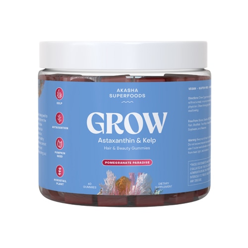 Akasha Superfoods Grow Hair & Beauty Gummies Pomegranate Paradise