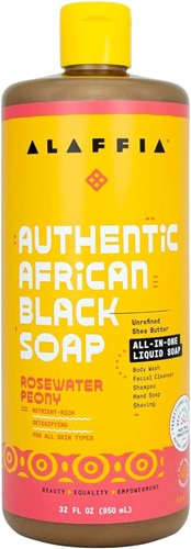 Alaffia Authentic African Black Soap All-In-One - Rosewater Peony