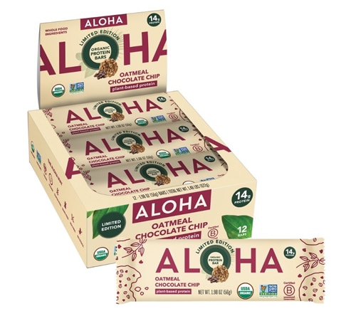 Aloha Organic Plant Based Protein Bar Oatmeal Chocolate Chip