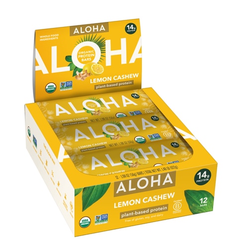 Aloha Organic Plant-Based Protein Bars Lemon Cashew