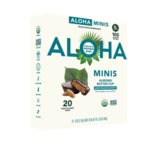 Aloha Organic Plant Based Protein Bars Minis Almond Butter Cup
