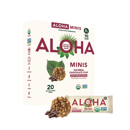 Aloha Organic Plant Based Protein Bars - Oatmeal Minis Chocolate Chip