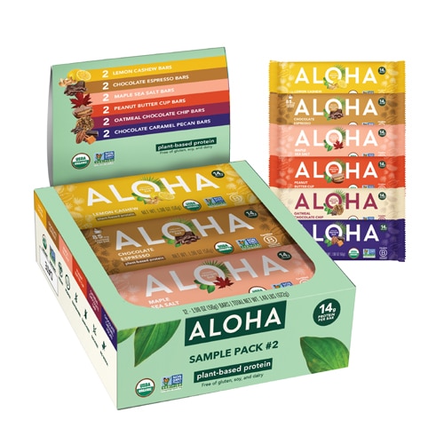 Aloha Organic Plant Based Protein Bars - Sampler Pack #2