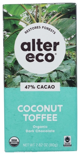 Alter Eco Organic Dark Chocolate 47% Cocoa Coconut Toffee