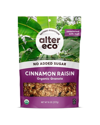 Alter Eco Organic No Added Sugar Granola Cinnamon Raisin