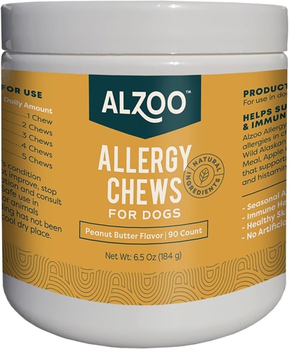 Alzoo Allergy Supplement For Dogs Soft Chews Peanut Butter