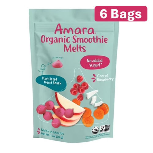 Amara Organic Smoothie Melts Kids Yogurt Snack Carrot Raspberry
