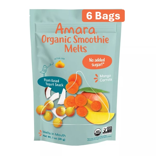 Amara Organic Smoothie Melts Kids Yogurt Snack Mango Carrot