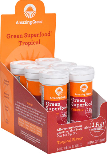 Amazing Grass Fizzy Green Energy Tablets Tropical