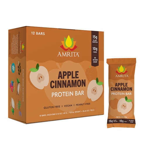 Amrita Plant Protein Bars with Fiber Apple Cinnamon