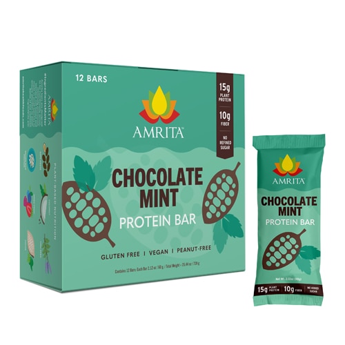 Amrita Plant Protein Bars with Fiber Chocolate Mint