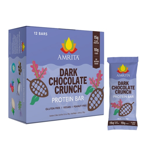 Amrita Plant Protein Bars with Fiber Dark Chocolate Crunch