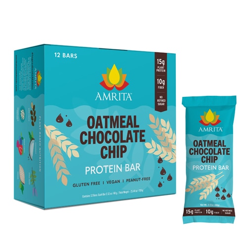 Amrita Plant Protein Bars with Fiber Oatmeal Chocolate Chip