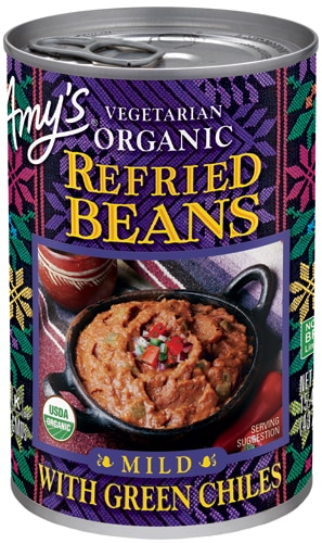 Amy's Organic Vegetarian Refried Beans Mild with Green Chiles