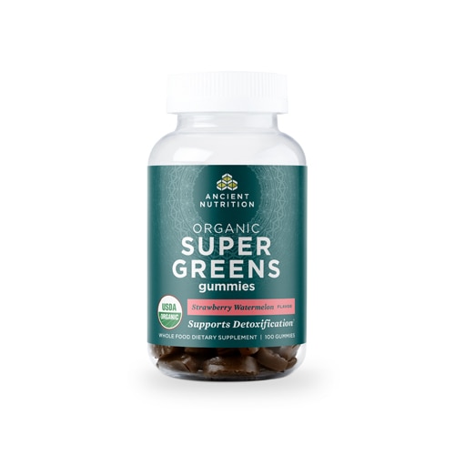 Ancient Nutrition Organic SuperGreens Gummy Strawberry Watermelon