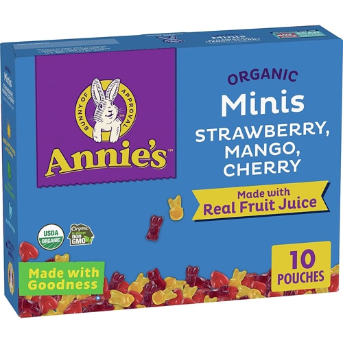 Annie's Homegrown Organic Bunny Mini Fruit Snacks Strawberry Mango & Cherry