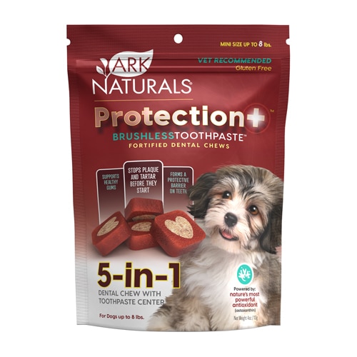 Ark Naturals Protection + Brushless Toothpaste Dental Chews Mini Dog 8 lbs - Mini