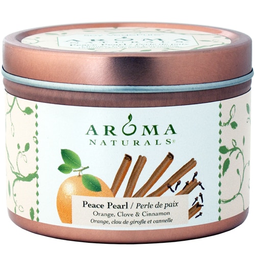 Aroma Naturals Soy Tin Candle Peace Pearl Orange Clove & Cinnamon