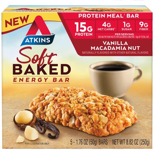 Atkins Soft Baked Energy Meal Bar Vanilla Macadamia Nut