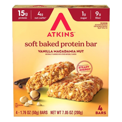 Atkins Soft Baked Protein Bar Vanilla Macadamia Nut