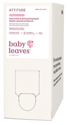 Attitude Baby Leaves Baby Bottle Dishwashing Liquid Unscented