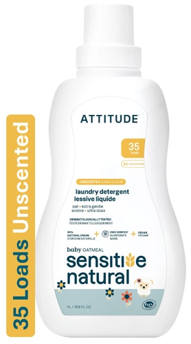 Attitude Baby Sensitive Natural Laundry Detergent 35 Loads Oatmeal Unscented