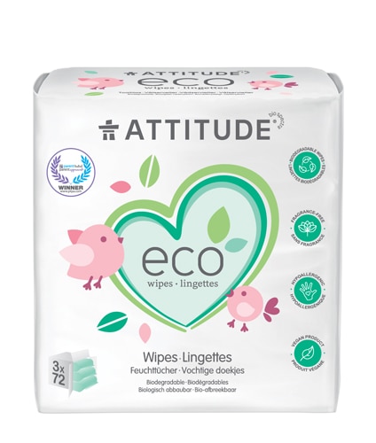 Attitude Eco Biodegradable Wipes Fragrance Free