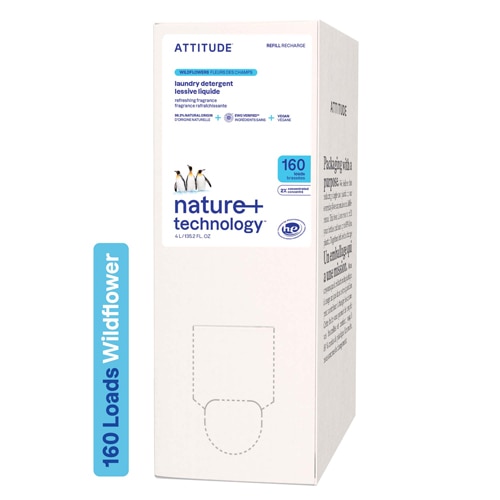 Attitude Liquid Laundry Detergent 2X Concentrated 160 Loads ECO Refill Wildflowers