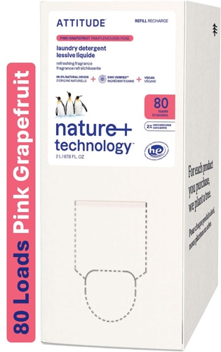 Attitude Liquid Laundry Detergent 2X Concentrated 80 Loads ECO Refill Pink Grapefruit
