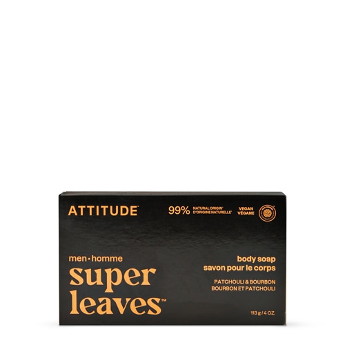 Attitude Super Leaves Men Body Bar Soap Patchouli & Bourbon