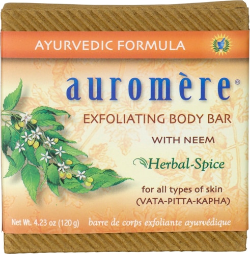 Auromere Ayurvedic Exfoliating Body Bar Soap With Neem Herbal Spice