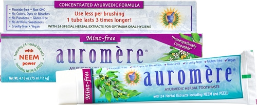 Auromere Ayurvedic Herbal Toothpaste Neem Fluoride Free Mint Free