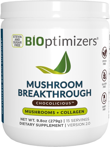 BIOptimizers Mushroom Breakthrough - Mushrooms + Collagen Powder Chocolicious