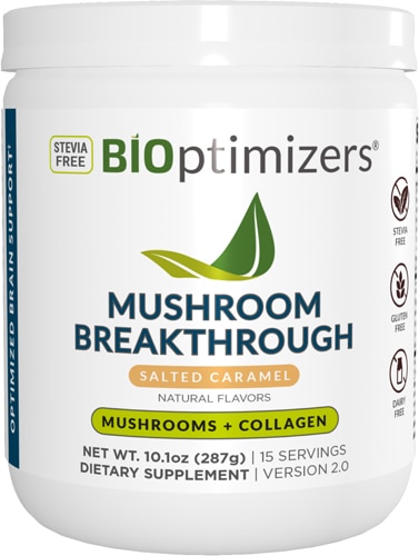 BIOptimizers Mushroom Breakthrough - Mushrooms + Collagen Powder Salted Caramel