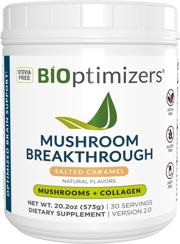 BIOptimizers Mushroom Breakthrough - Mushrooms + Collagen Powder Salted Caramel